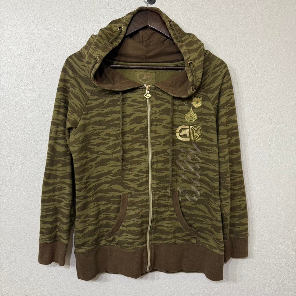Eckored Green and brown camo zip up hoodie with a relaxed fit - Picture 1 of 3
